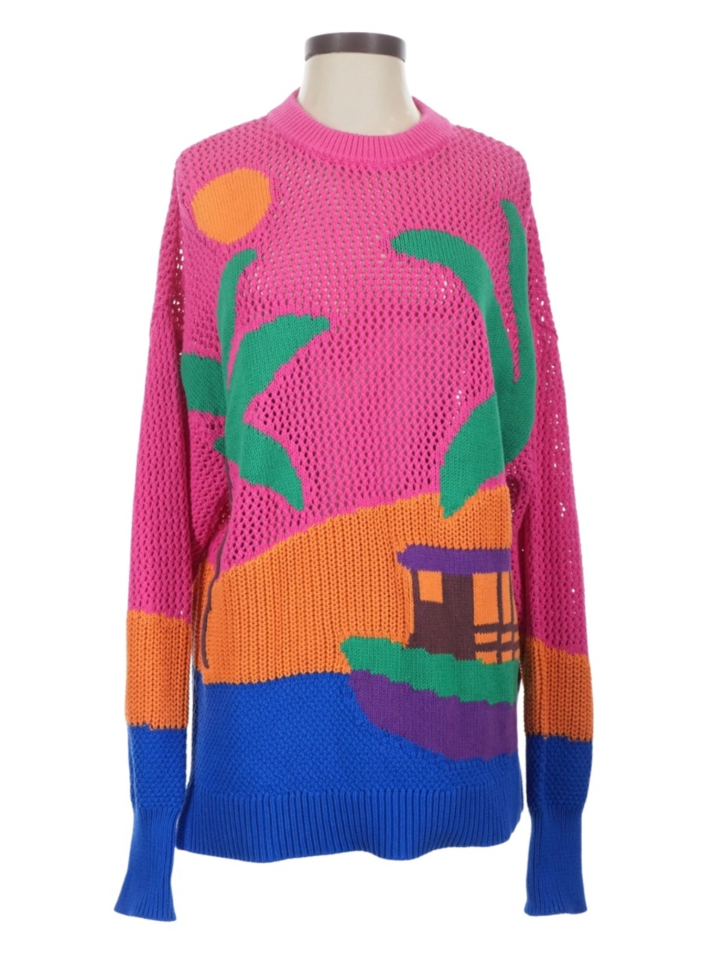 FARM Rio Color Block Cotton Sweater Size Medium NWT